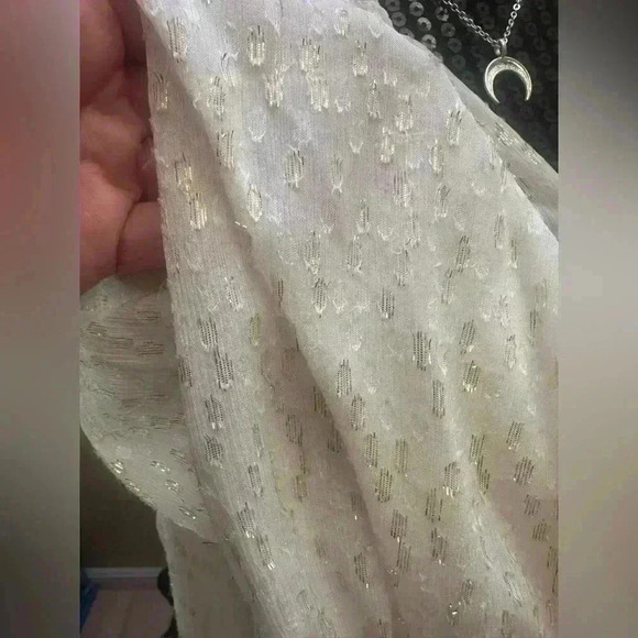 Ramy Brook Boho Gold and White Silk Blouse NWT Size L ♥️ - Picture 7 of 7